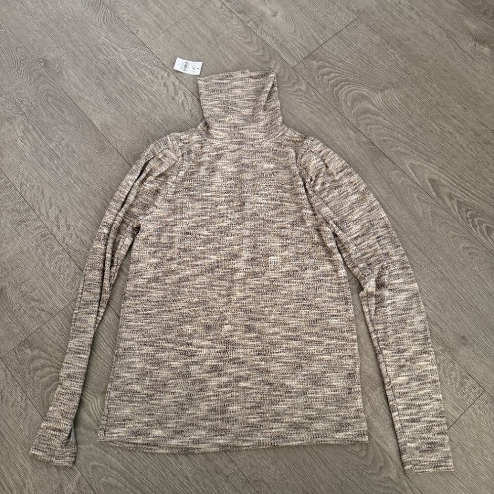 LOFT Turtleneck Sweater Marled - Small Neutral Knit Long Sleeve NWT